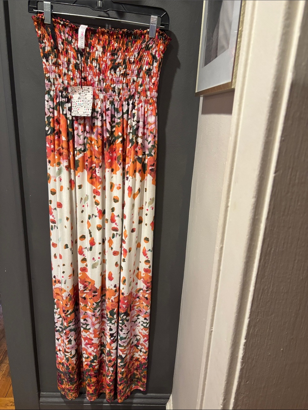 Pinkblush Orange, Pink and White Floral Smocked Curtain Panel